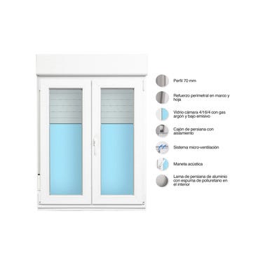Bricomart VENTANA PVC OSCILOBATIENTE CON PERSIANA BLANCA 120X138CM