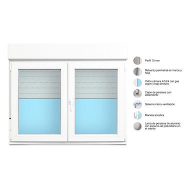 Bricomart VENTANA PVC OSCILOBATIENTE CON PERSIANA BLANCA 140X118CM
