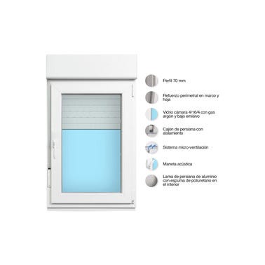 Bricomart VENTANA PVC OSCILOBATIENTE CON PERSIANA BLANCA 70X118CM