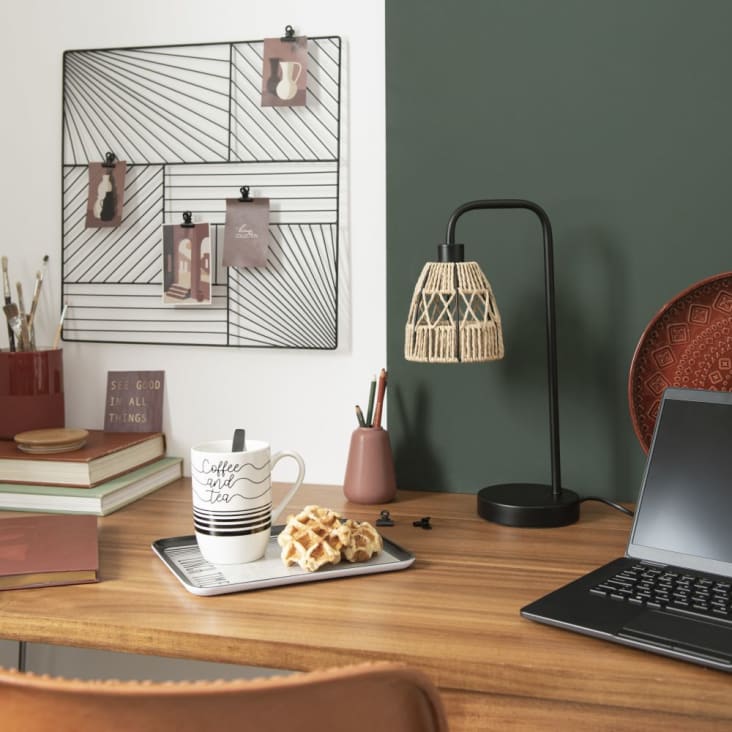 Maisons Du Monde Adar - Lámpara De Cuerda Trenzada Y Metal Negro