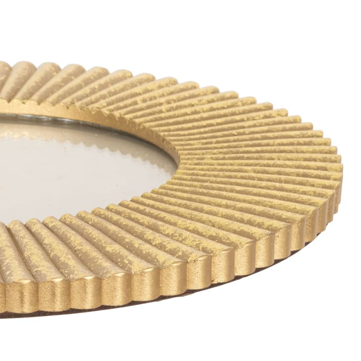 Maisons Du Monde Adele - Marco Para Fotos Redondo Grabado De Resina Dorada D. 13 Cm