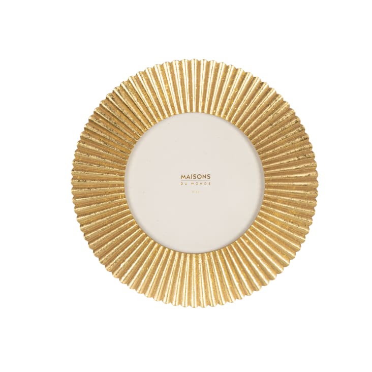 Maisons du Monde Adele - Marco para fotos redondo grabado de resina dorada D. 13 cm