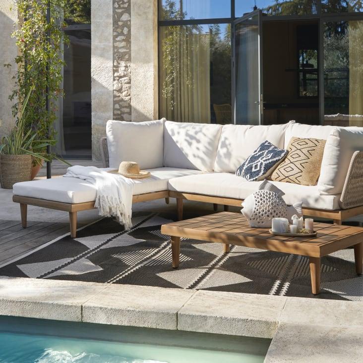 Maisons Du Monde ADEM - Alfombra Reversible De Polipropileno Con Motivos De Triángulos Crudos Y Negros 120x180