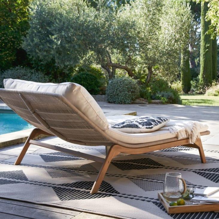 Maisons Du Monde ADEM - Alfombra Reversible De Polipropileno Con Motivos De Triángulos Crudos Y Negros 120x180