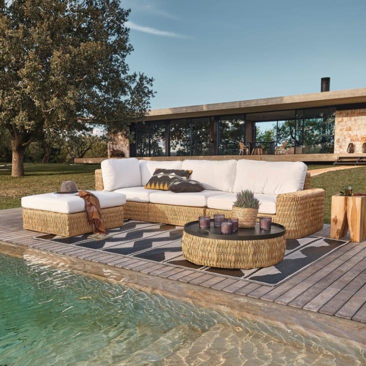 Maisons Du Monde ADEM - Alfombra Reversible De Polipropileno Con Motivos De Triángulos Crudos Y Negros 120x180