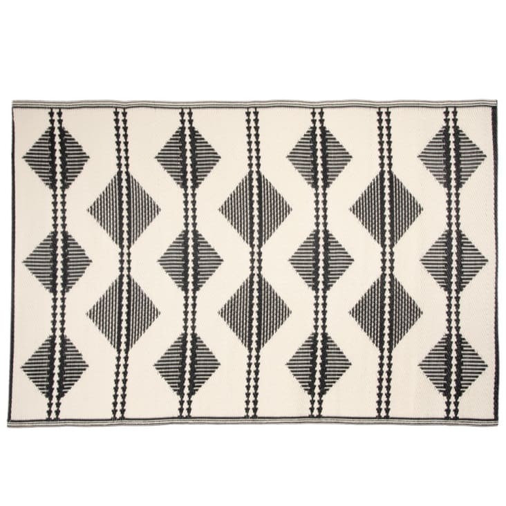 Maisons du Monde ADEM - Alfombra reversible de polipropileno con motivos de triángulos crudos y negros 120x180