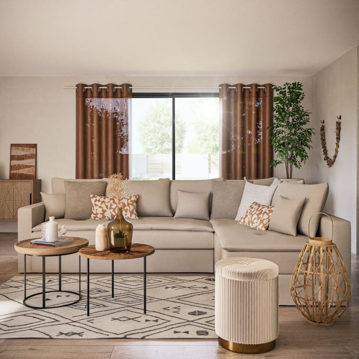 Maisons Du Monde Adrianna - Taburete Baúl De Terciopelo Plisado Blanco Y Dorado