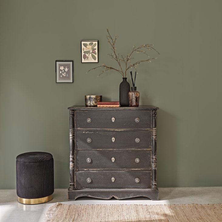 Maisons Du Monde Adrianna - Taburete-baúl Dorado Y Negro