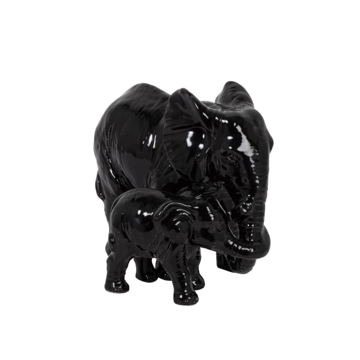 Maisons Du Monde Agafay - Estatuilla Elefantes De Gres Negro Altura 15 Cm