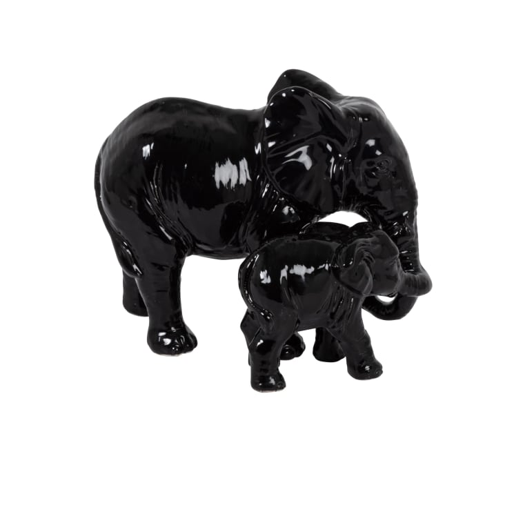 Maisons du Monde Agafay - Estatuilla elefantes de gres negro altura 15 cm