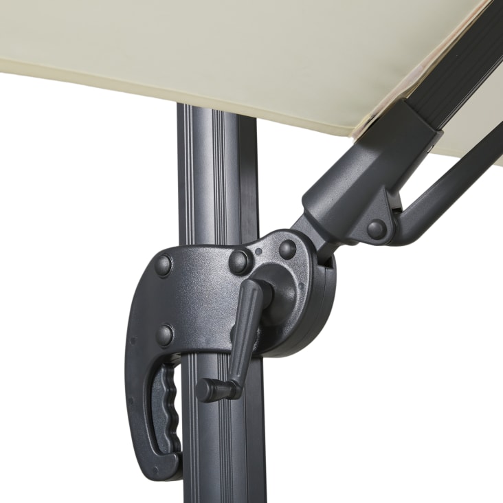 Maisons Du Monde Aguadila - Sombrilla Con Brazo Lateral 3 X 3m De Aluminio Gris Antracita Y Tela Color Crudo