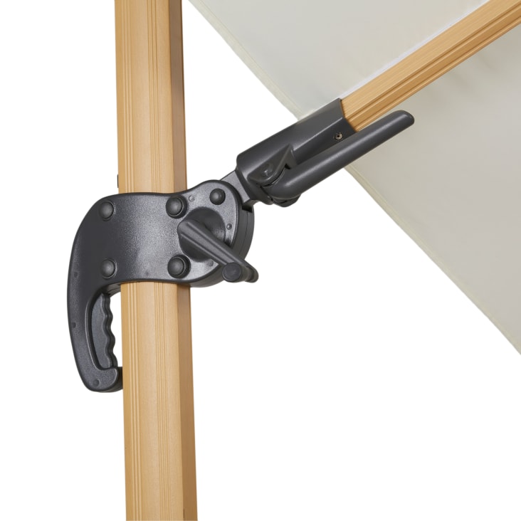 Maisons Du Monde Aguadila - Sombrilla Con Brazo Lateral 3 X 3m De Aluminio Efecto Madera Y Tela Color Crudo