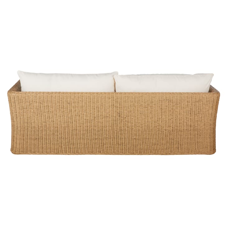 Maisons Du Monde Agulo - Sofá De 3 Plazas De Exterior De Resina Reciclada Efecto Ratán Y Poliéster Reciclado Beige