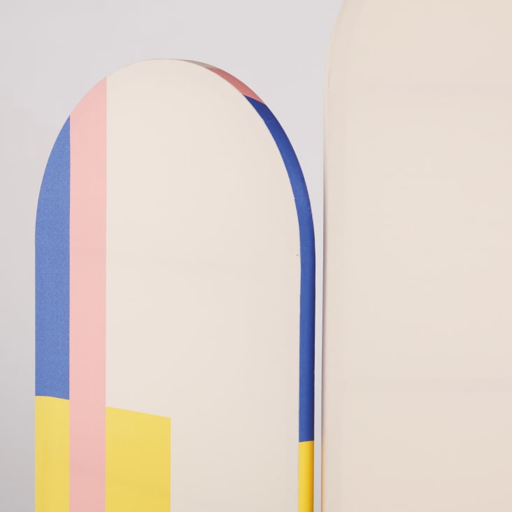 Maisons Du Monde AIN - Biombo Plegable Azul Amarillo Y Rosa