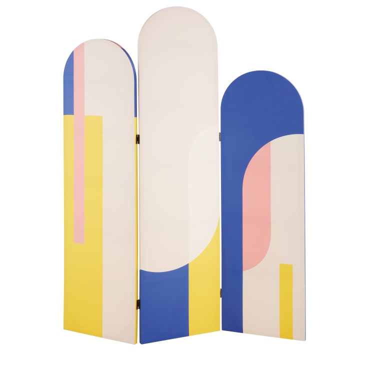 Maisons du Monde AIN - Biombo plegable azul amarillo y rosa