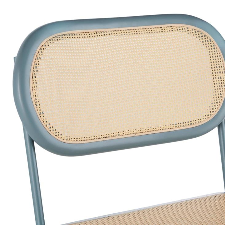 Maisons Du Monde Alba - Set De 2 Sillas De Bar De Acero Y Ratán Sintético Beige Y Verde