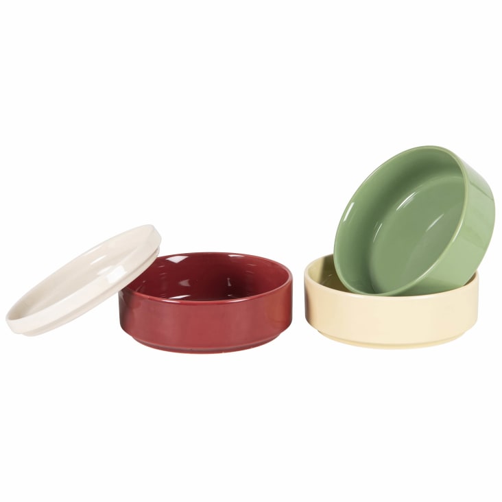 Maisons Du Monde Alban - Set De 4 Cuencos De Cerámica Roja Verde Blanca Y Rosa