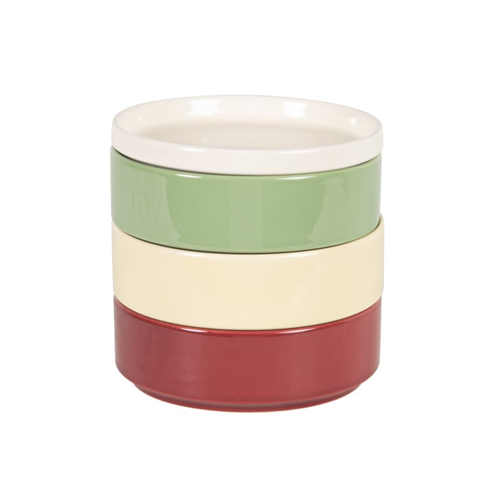 Maisons du Monde Alban - Set de 4 cuencos de cerámica roja verde blanca y rosa