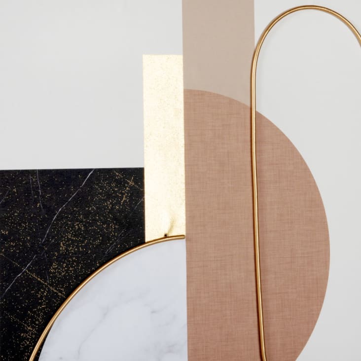 Maisons Du Monde ALBANESI - Lienzo Con Estampado Abstracto Dorado Rosa Crudo Y Gris 41 X 60