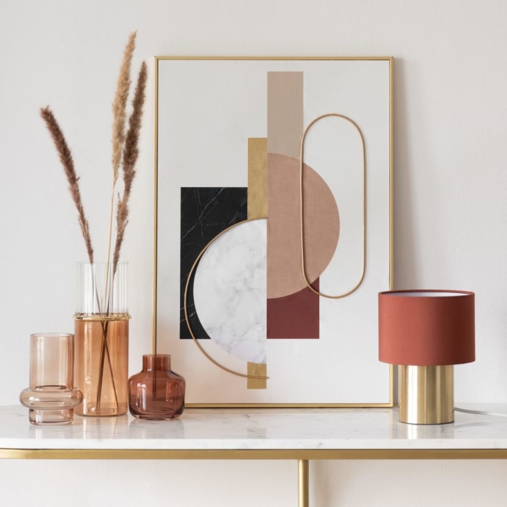 Maisons Du Monde ALBANESI - Lienzo Con Estampado Abstracto Dorado Rosa Crudo Y Gris 41 X 60