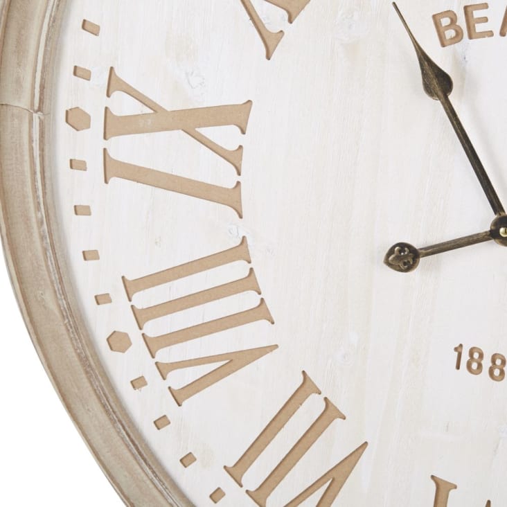Maisons Du Monde ALES - Reloj Grabado Blanco Y Beige D. 90