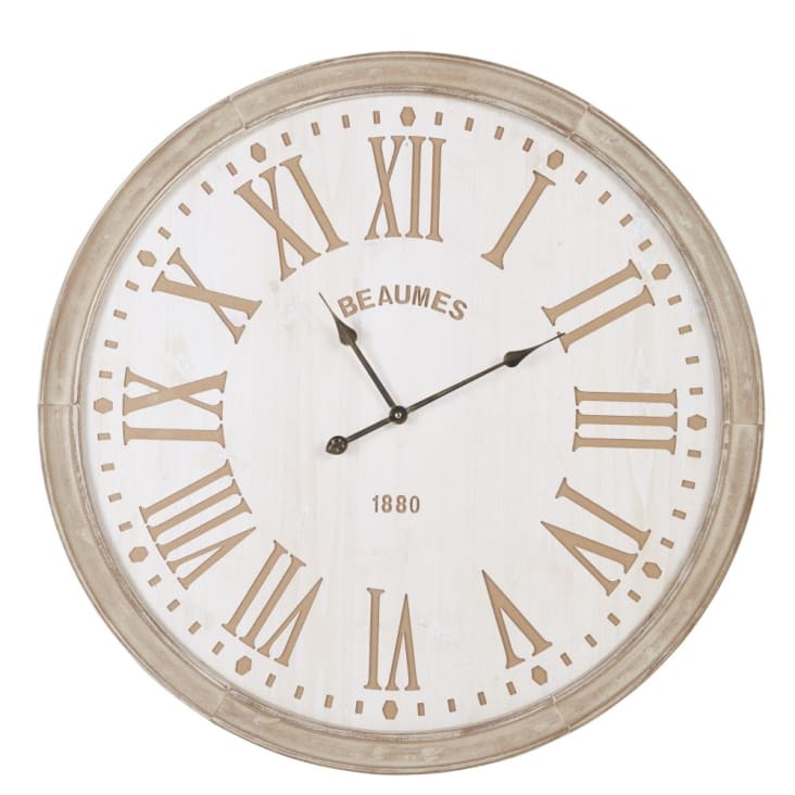 Maisons du Monde ALES - Reloj grabado blanco y beige D. 90