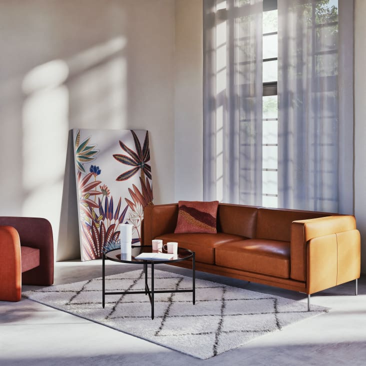 Maisons Du Monde Alfombra De Estilo Bereber En Lana Copetuda De Lana Y Algodón Color Crudo Y Negro 160x230