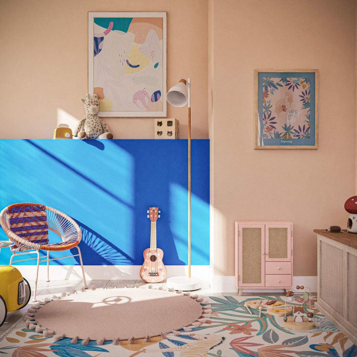 Maisons Du Monde Alfombra Redonda Con Pompones De Algodón Reciclado Rosa D.100