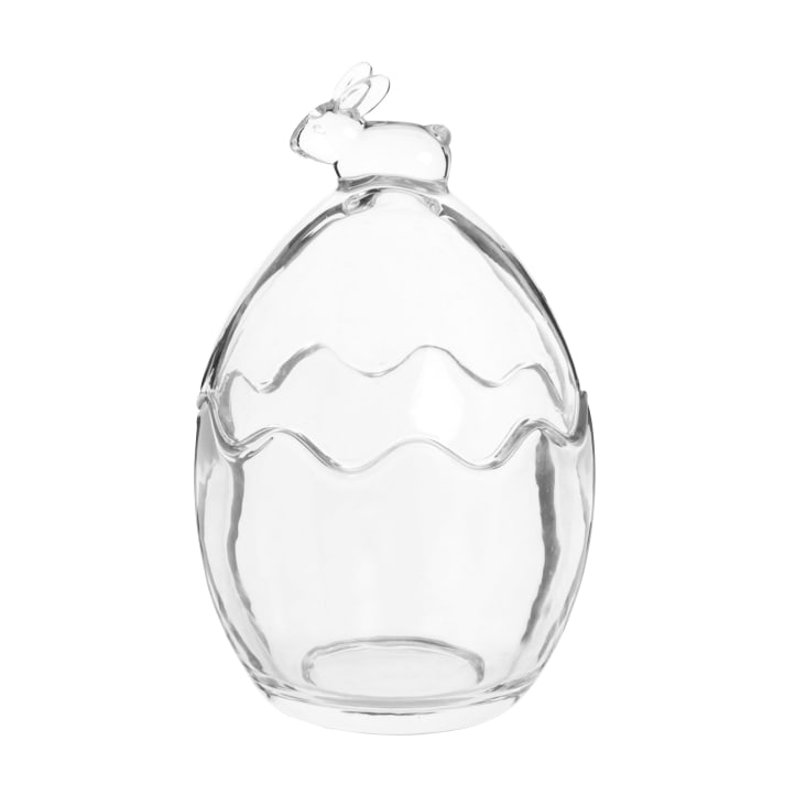 Maisons du Monde Alice - Bombonera en forma de huevo y conejo de vidrio altura 13 cm