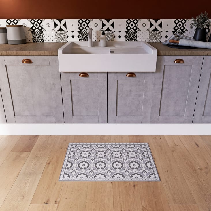 Maisons Du Monde ALMA - Alfombra De Vinilo Con Motivos Decorativos De Azulejos De Cemento 50x80