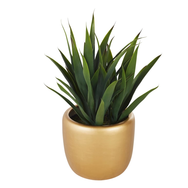 Maisons du Monde Alma - Planta artificial de con maceta dorada Alt. 70