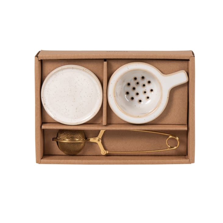 Maisons du Monde Alma - Set de té de cerámica en blanco