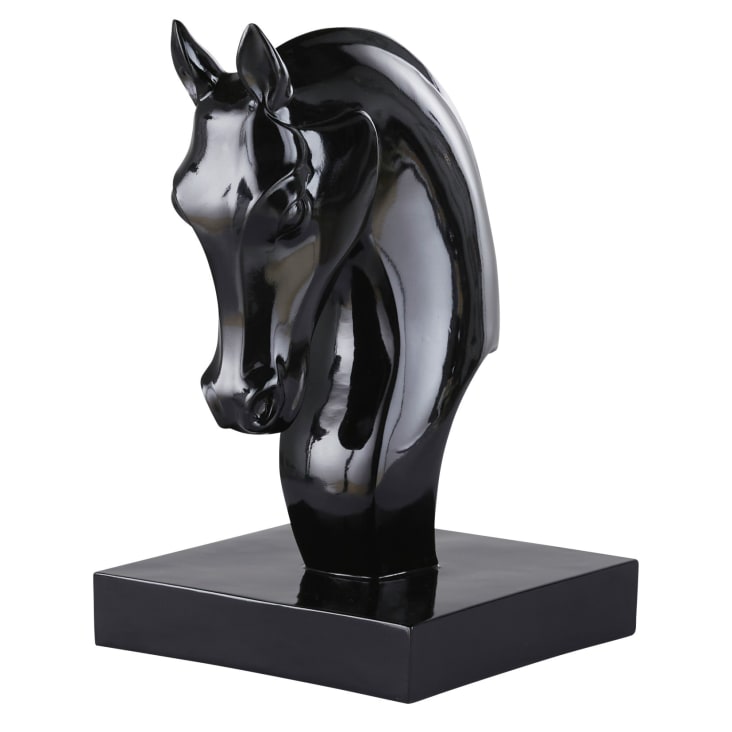Maisons du Monde Altar - Escultura de cabeza de caballo negro Alt. 36 cm