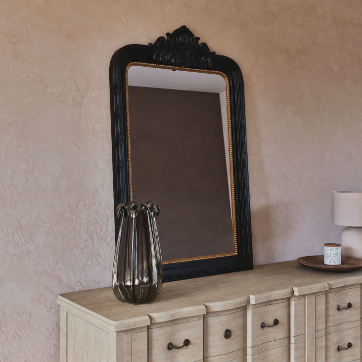 Maisons Du Monde Altesse - Espejo Rectangular Con Molduras Negras Y Doradas 76x108 Cm