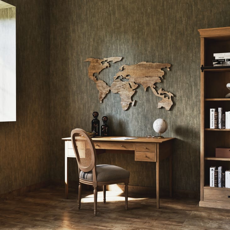 Maisons Du Monde ALVI - Mapamundi Decorativo De Madera De Mango Tallada 132 X 76