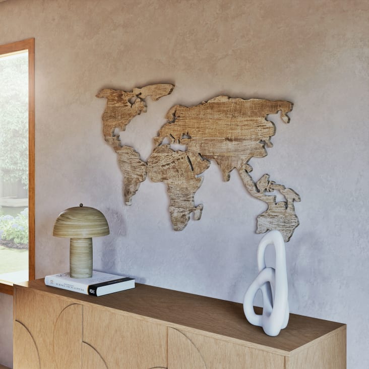 Maisons Du Monde ALVI - Mapamundi Decorativo De Madera De Mango Tallada 132 X 76