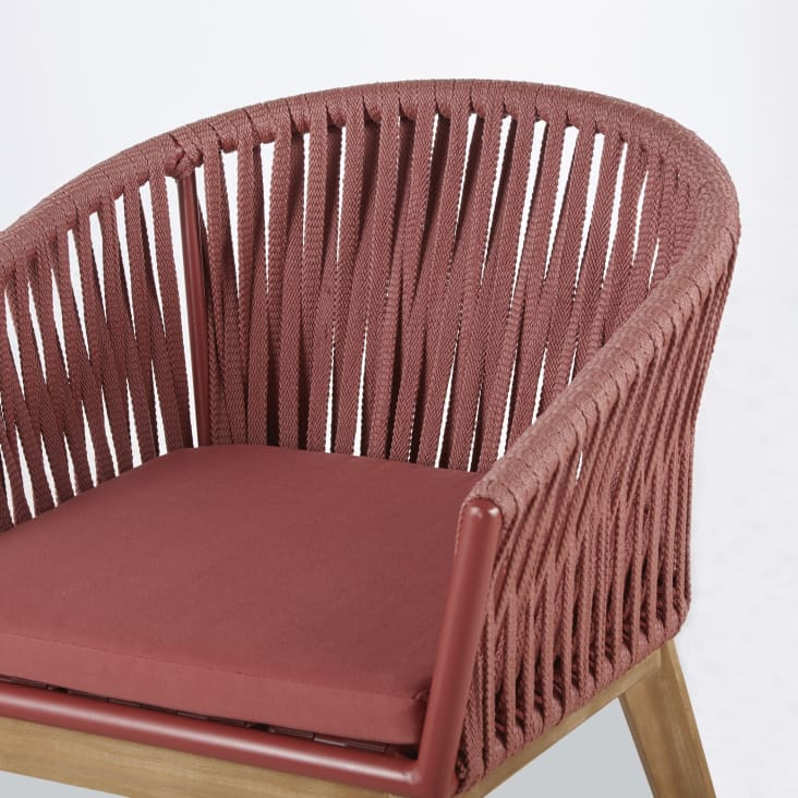 Maisons Du Monde Amalfi - Sillón De Jardín De Cuerda Terracota Y Acacia Maciza