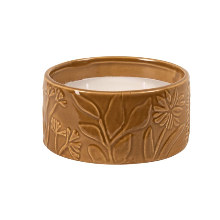 Maisons du Monde Amber - Vela perfumada en tarro de cerámica amarilla ocre