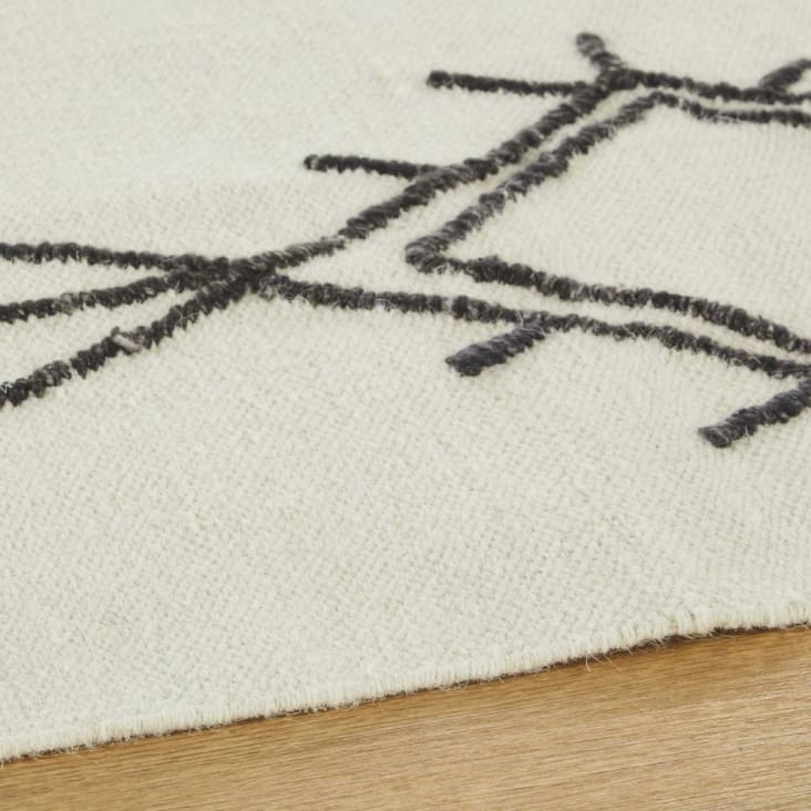 Maisons Du Monde AMENZU - Alfombra De Estilo Bereber Lana Algodón Y Bambú En Negro Y Blanco 140x200
