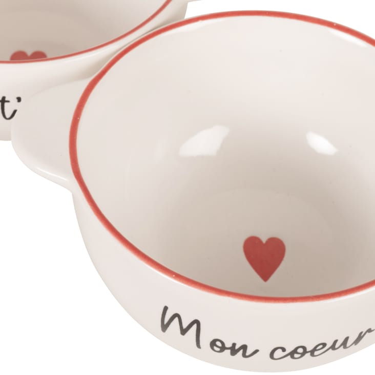 Maisons Du Monde Amour - Set De 2 Boles De Cerámica Blanca Negra Y Roja