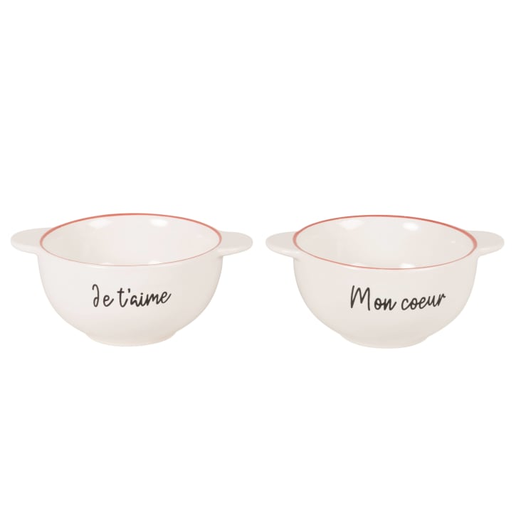 Maisons du Monde Amour - Set de 2 boles de cerámica blanca negra y roja