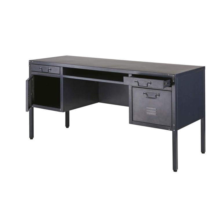 Maisons Du Monde Andrews - Escritorio De Metal Gris Con 4 Cajones