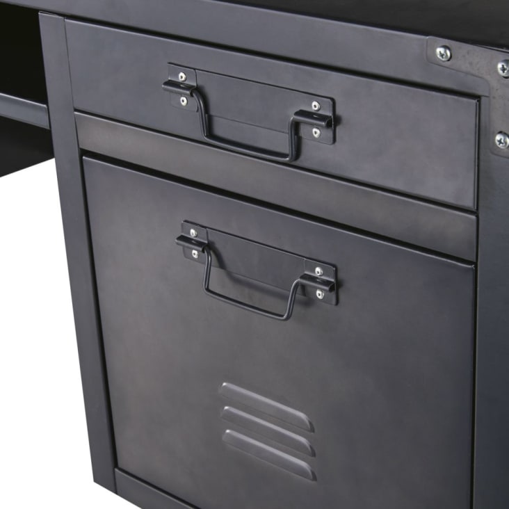 Maisons Du Monde Andrews - Escritorio De Metal Gris Con 4 Cajones