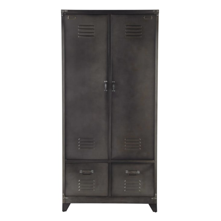 Maisons du Monde Andrews - Guardarropa con 2 puertas batientes de metal en gris antracita
