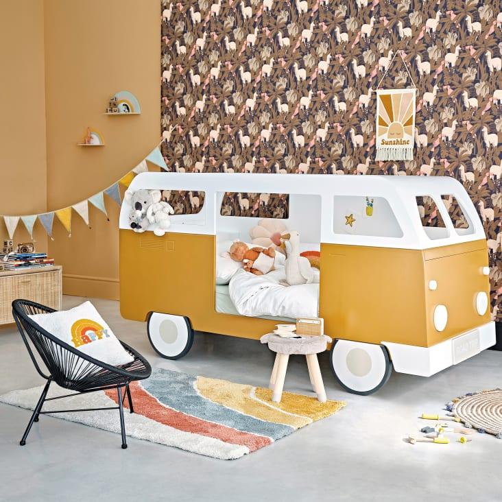 Maisons Du Monde Anouk - Guirnalda Con Banderines Lisos Multicolor Con Bies Y Pompones Dorados L. 210