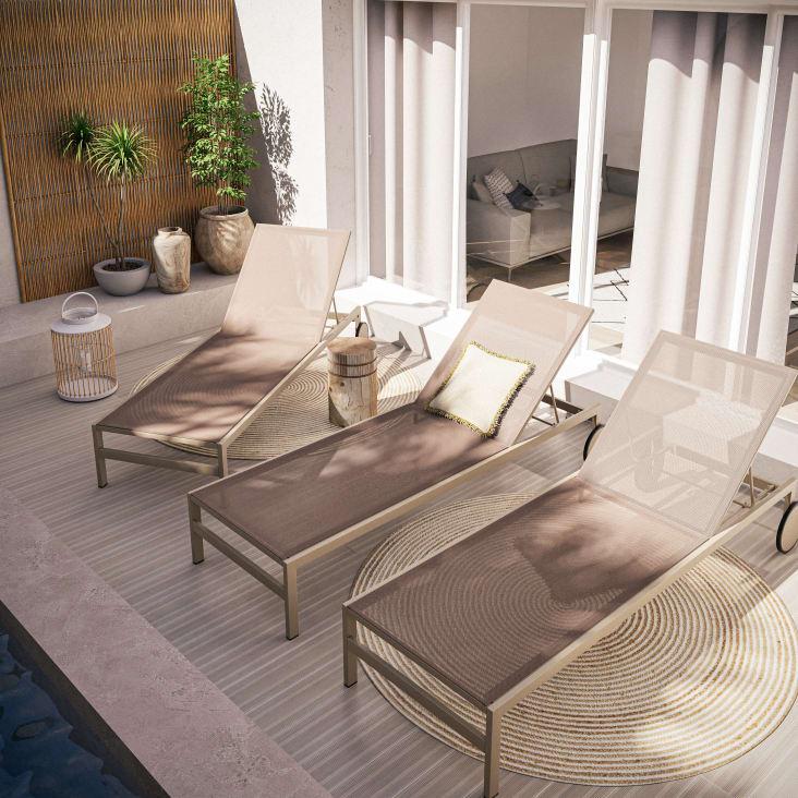 Maisons Du Monde Antalya - Tumbona Con Ruedas De Aluminio Topo