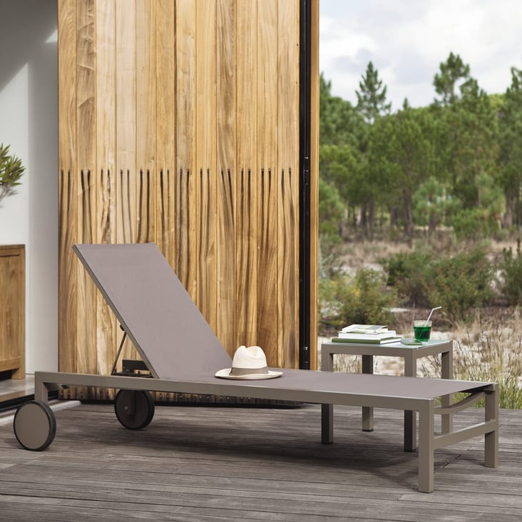 Maisons Du Monde Antalya - Tumbona Con Ruedas De Aluminio Topo