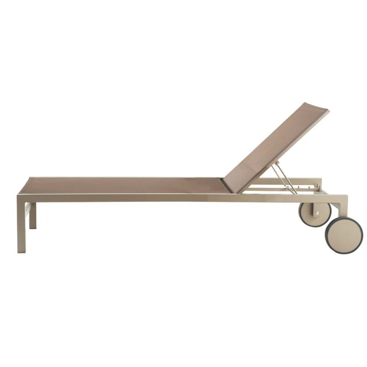 Maisons du Monde Antalya - Tumbona con ruedas de aluminio topo