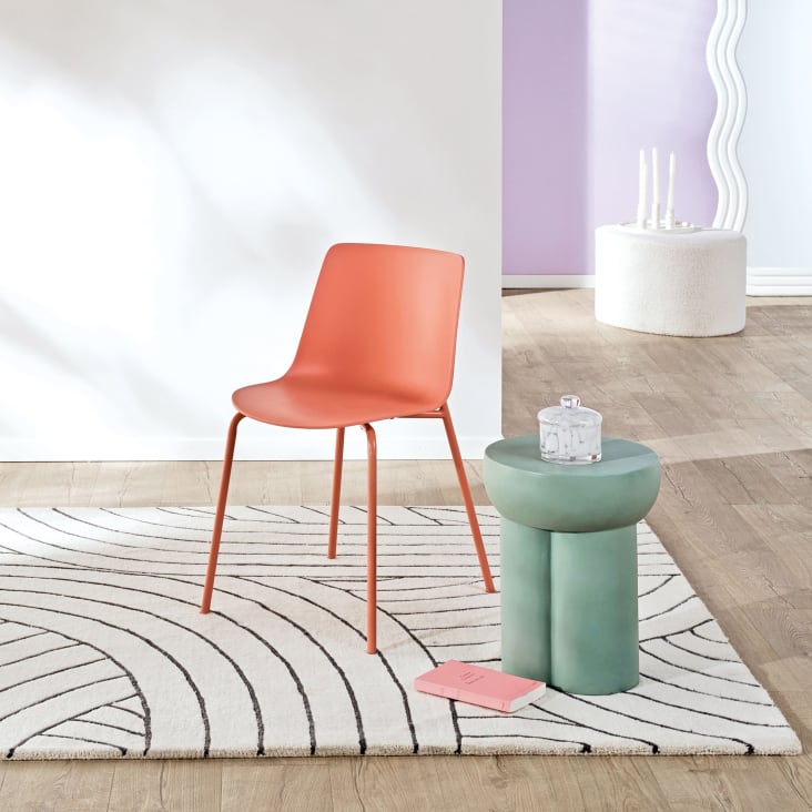 Maisons Du Monde ANTHIME - Pufs De Tejido Efecto Lana Rizada Blanco Y Azul (x2)