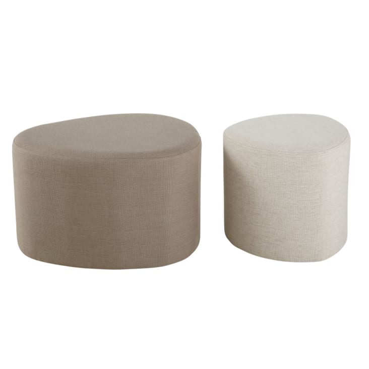 Maisons Du Monde ANTHIME - Pufs Gris Claro Y Blanco (x2)